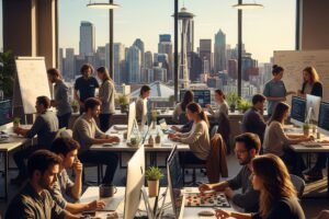 group of people working for a gaming company in seattle